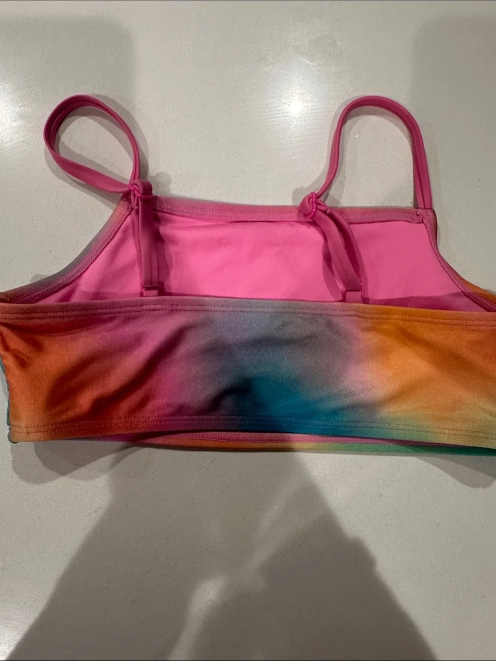 Cat & Jack Pink Multi Rainbow Tie-Dye Girls Bikini Set